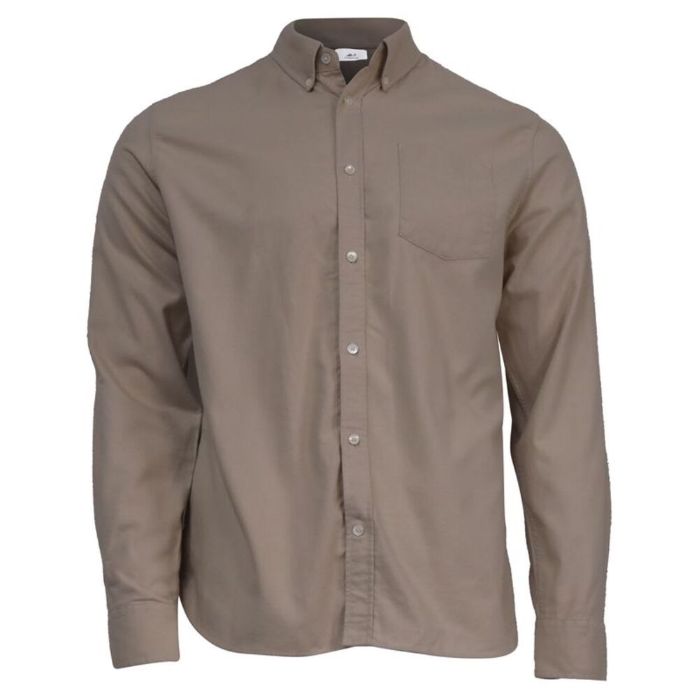 Mr. P. Buttoned Long Sleeve Shirt with Pocket in Beige Cotton
